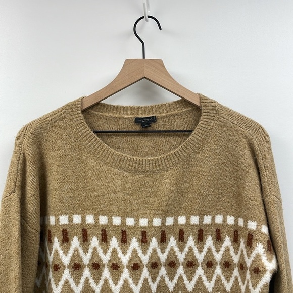 Ann Taylor Argyle Fair Isle Crewneck Long Sleeve Knit Pullover Sweater Medium - Picture 2 of 7